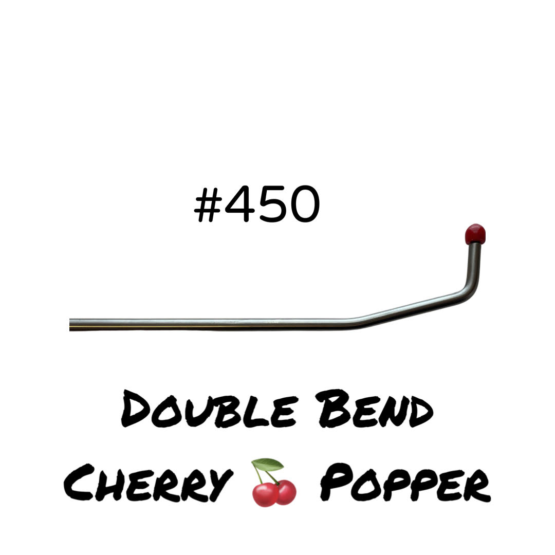 #450-14″ long, 1/4″ diameter, double bend, cherry popper, welded handle