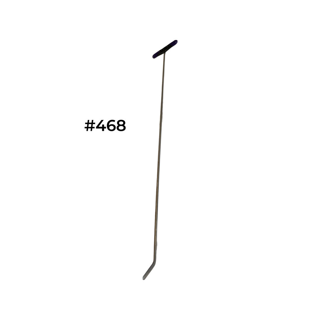 #468-35″ long, 1/4″ diameter, shaved, 3″ rounded foot, 45 degree bend- tight access