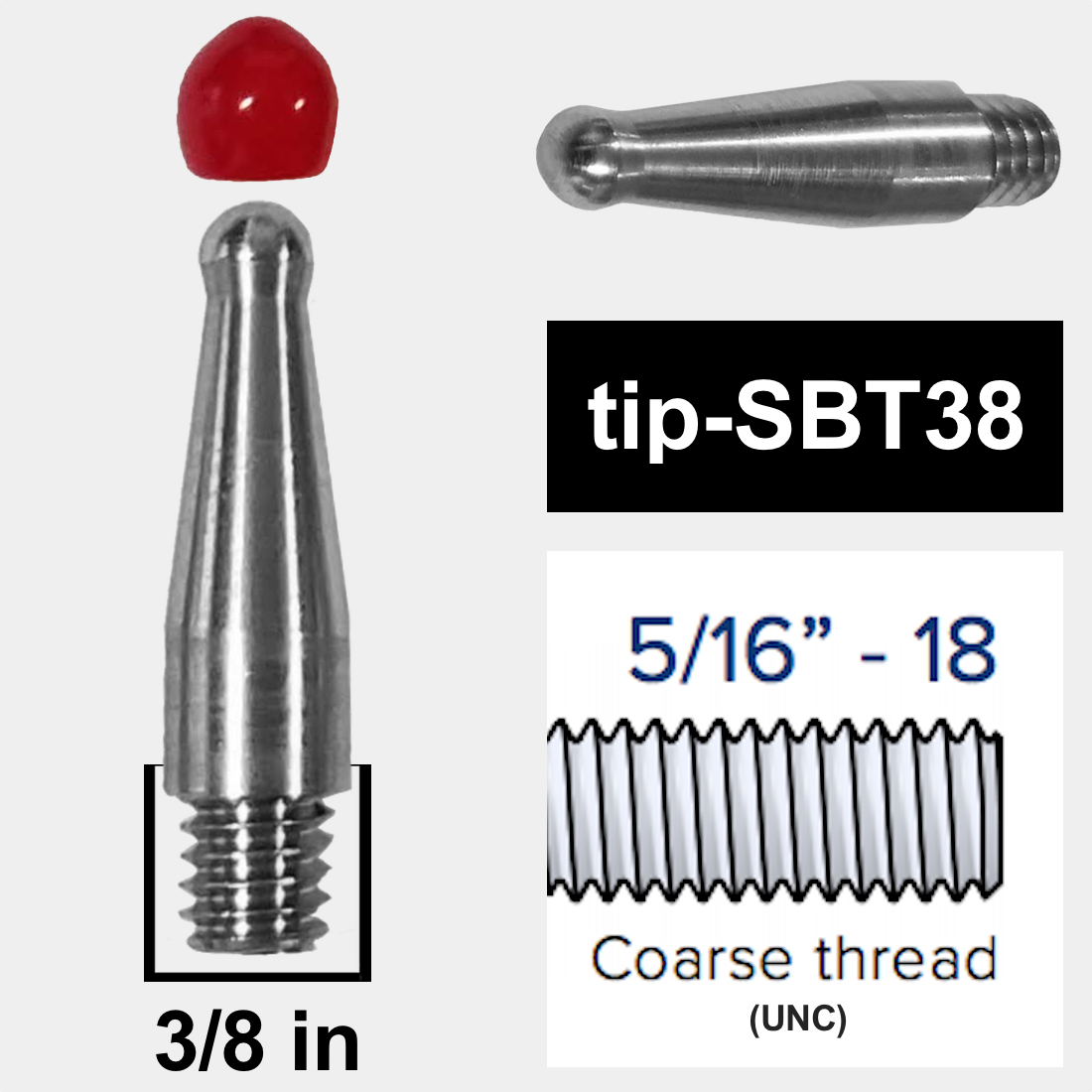 Universal Threaded Round Bead 1/4″-Tip, 3/8″-Diameter